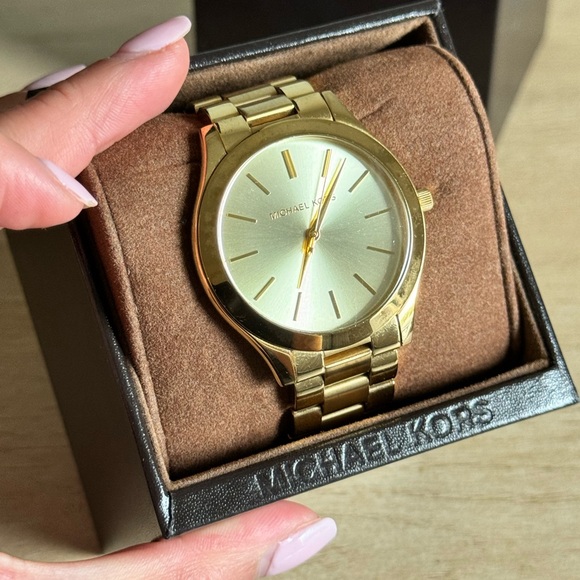 Michael Kors Slim Runway Gold-Tone Stainless Steel Watch